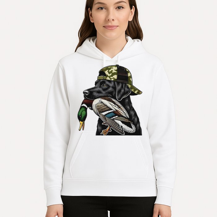Labrador Hunting Dog With Duck Hello Hunting Season Hoodie