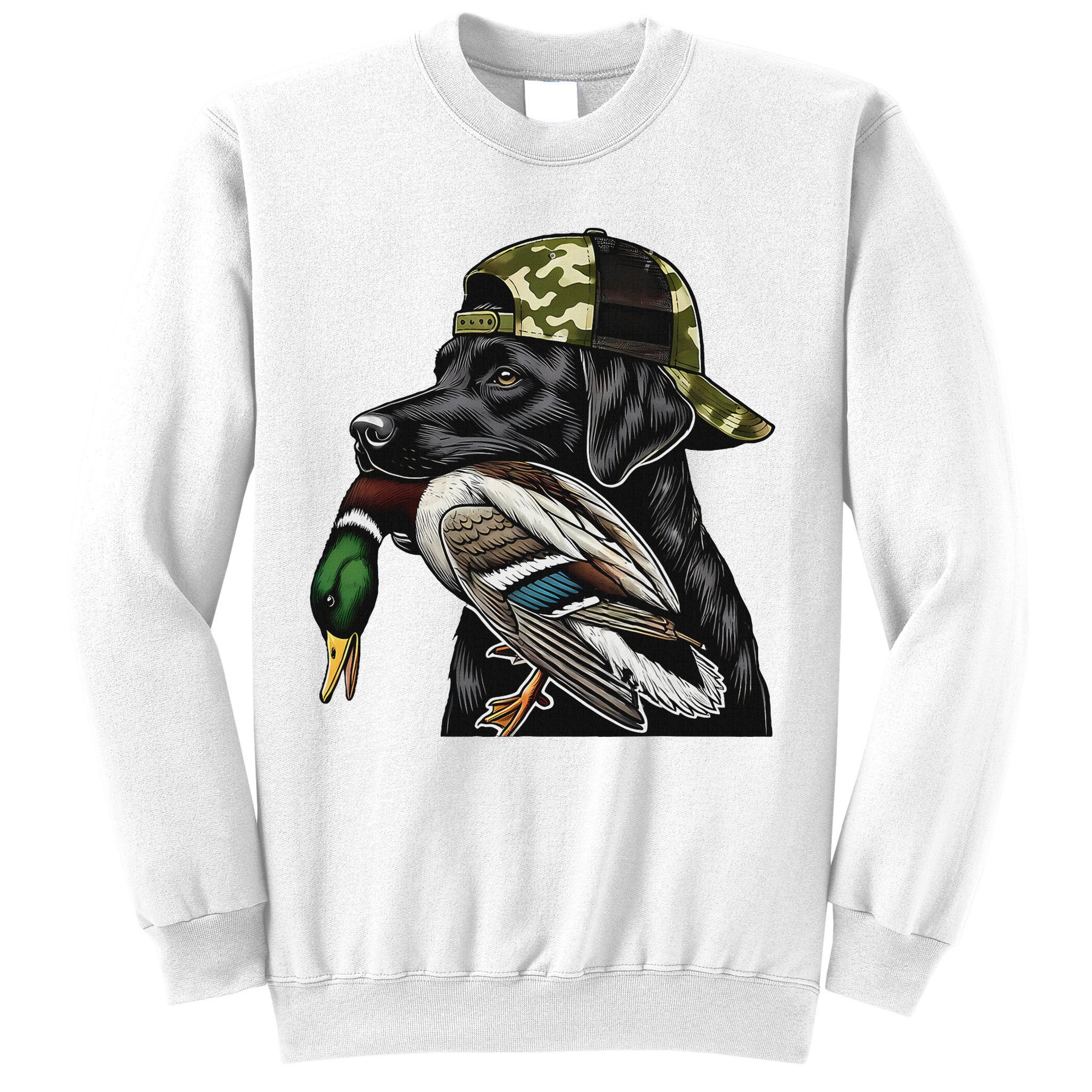 Labrador Hunting Dog With Duck Hello Hunting Season Sweatshirt