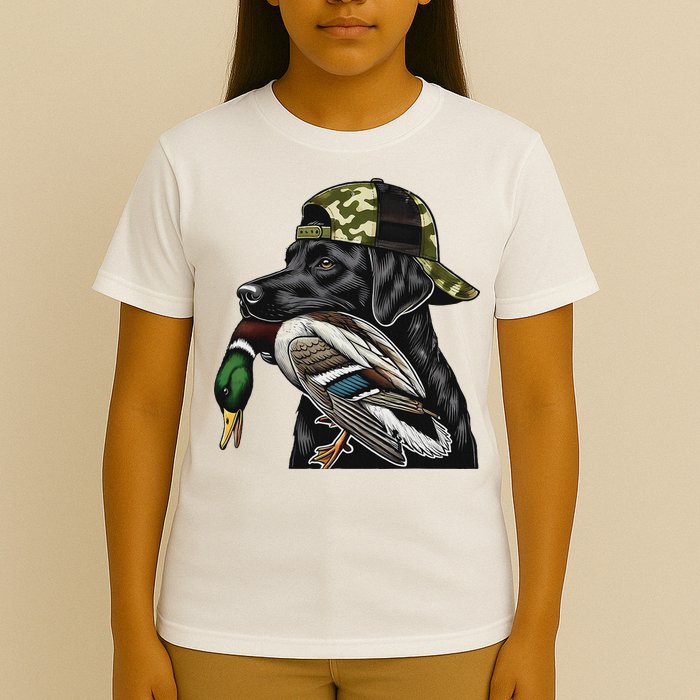 Labrador Hunting Dog With Duck Hello Hunting Season T-Shirt