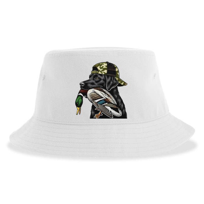 Labrador Hunting Dog With Duck Hello Hunting Season Sustainable Bucket Hat