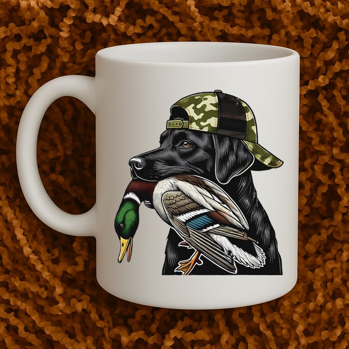 Labrador Hunting Dog With Duck Hello Hunting Season Mug
