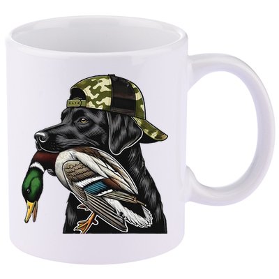 Labrador Hunting Dog With Duck Hello Hunting Season 11oz C Handle Ceramic Mug