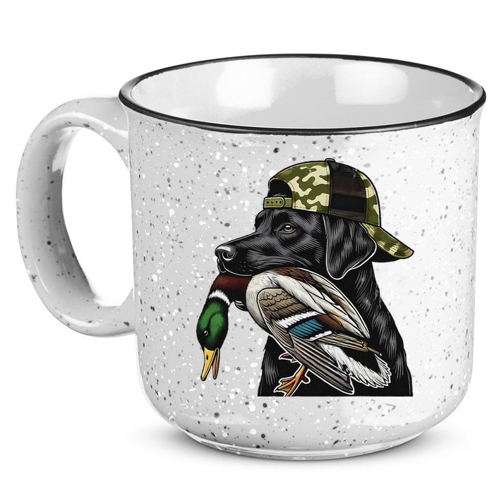 Labrador Hunting Dog With Duck Hello Hunting Season 15oz Campfire Ceramic Mug