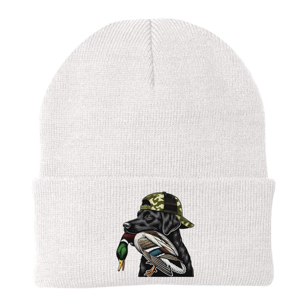 Labrador Hunting Dog With Duck Hello Hunting Season Beanie