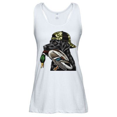 Labrador Hunting Dog With Duck Hello Hunting Season Ladies Essential Flowy Tank