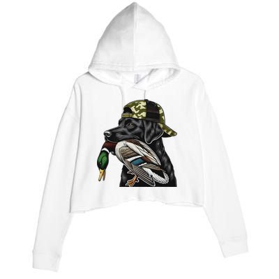 Labrador Hunting Dog With Duck Hello Hunting Season Crop Fleece Hoodie
