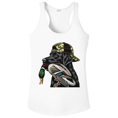 Labrador Hunting Dog With Duck Hello Hunting Season Ladies PosiCharge Competitor Racerback Tank