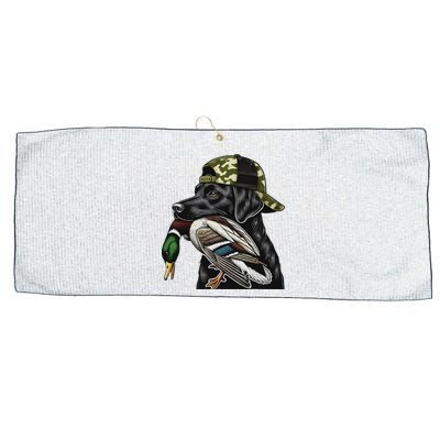 Labrador Hunting Dog With Duck Hello Hunting Season Large Microfiber Waffle Golf Towel