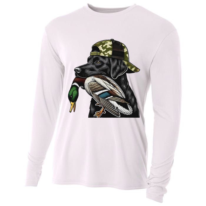 Labrador Hunting Dog With Duck Hello Hunting Season Cooling Performance Long Sleeve Crew