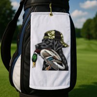 Labrador Hunting Dog With Duck Hello Hunting Season Golf Towel