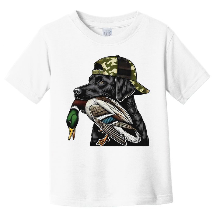 Labrador Hunting Dog With Duck Hello Hunting Season Toddler T-Shirt