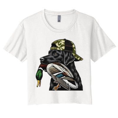 Labrador Hunting Dog With Duck Hello Hunting Season Crop Top