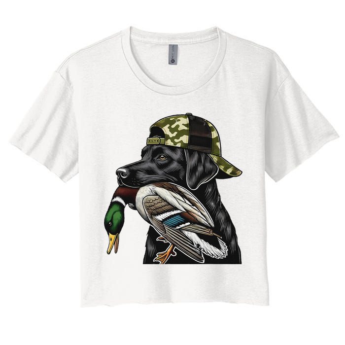 Labrador Hunting Dog With Duck Hello Hunting Season Crop Top