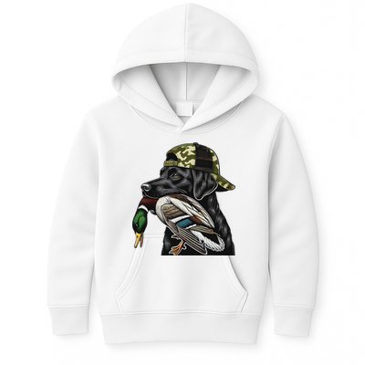 Labrador Hunting Dog With Duck Hello Hunting Season Kids Hoodie