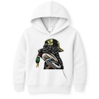 Labrador Hunting Dog With Duck Hello Hunting Season Kids Hoodie