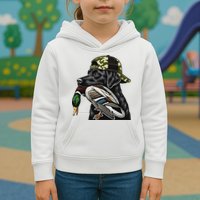 Labrador Hunting Dog With Duck Hello Hunting Season Kids Hoodie