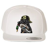 Labrador Hunting Dog With Duck Hello Hunting Season Wool Snapback Cap