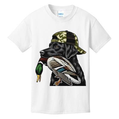 Labrador Hunting Dog With Duck Hello Hunting Season Kids T-Shirt