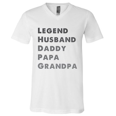 Legend Husband Daddy Pappa Grandpa Fathers Day Gift V-Neck T-Shirt