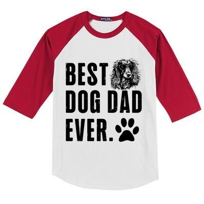 Long Haired Dachshund Daddy Dad Best Dog Dad Ever Gift Kids Colorblock Raglan Jersey