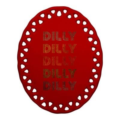 Love Heart Dilly Grunge Vintage Style Black Dilly Ceramic Oval Ornament