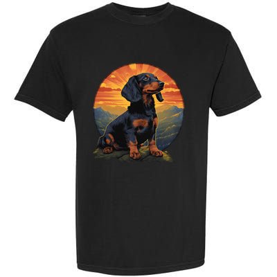 Long Haired Dachshund pet lover retro vintage Garment-Dyed Heavyweight T-Shirt