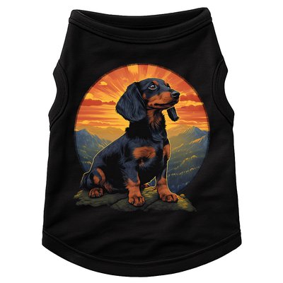 Long Haired Dachshund pet lover retro vintage Doggie Tank