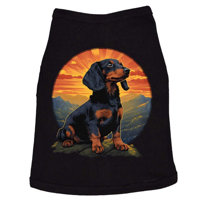 Long Haired Dachshund pet lover retro vintage Doggie Tank