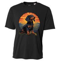 Long Haired Dachshund pet lover retro vintage Cooling Performance Crew T-Shirt