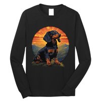 Long Haired Dachshund pet lover retro vintage Long Sleeve Shirt