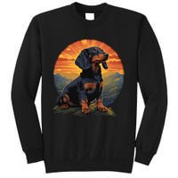 Long Haired Dachshund pet lover retro vintage Sweatshirt