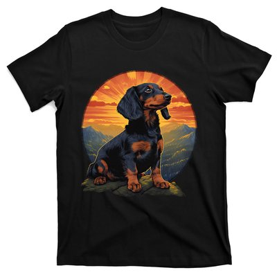 Long Haired Dachshund pet lover retro vintage T-Shirt