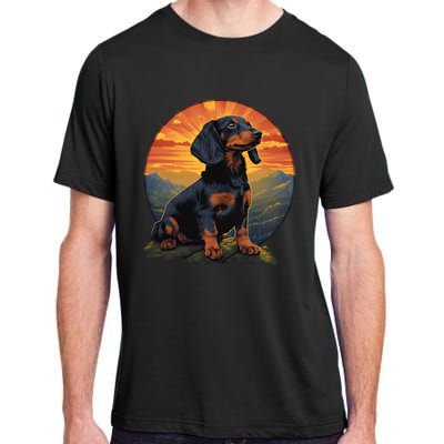 Long Haired Dachshund pet lover retro vintage Adult ChromaSoft Performance T-Shirt