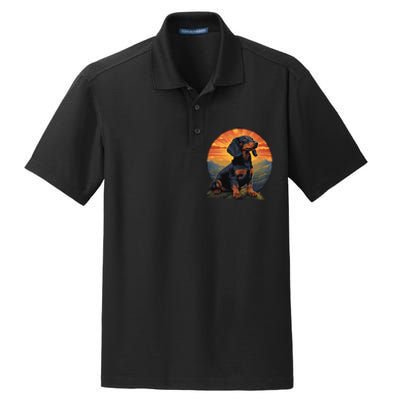 Long Haired Dachshund pet lover retro vintage Dry Zone Grid Polo