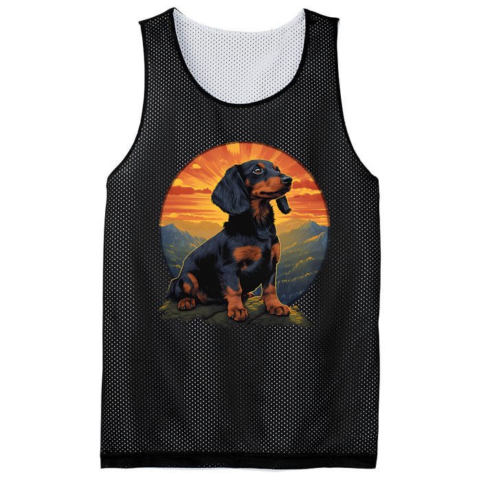 Long Haired Dachshund pet lover retro vintage Mesh Reversible Basketball Jersey Tank