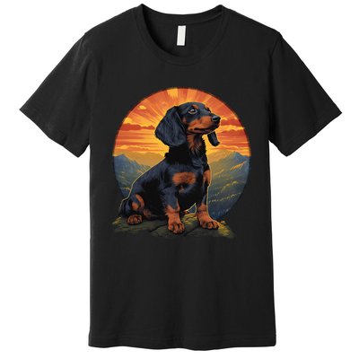 Long Haired Dachshund pet lover retro vintage Premium T-Shirt