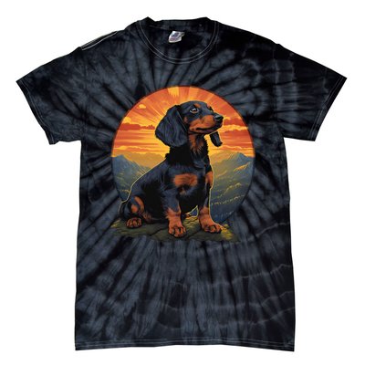 Long Haired Dachshund pet lover retro vintage Tie-Dye T-Shirt