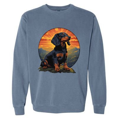 Long Haired Dachshund pet lover retro vintage Garment-Dyed Sweatshirt