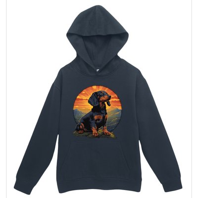 Long Haired Dachshund pet lover retro vintage Urban Pullover Hoodie