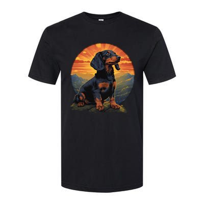 Long Haired Dachshund pet lover retro vintage Softstyle CVC T-Shirt