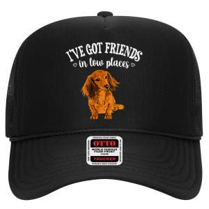 Long Haired Dachshund funny animal lovers High Crown Mesh Back Trucker Hat