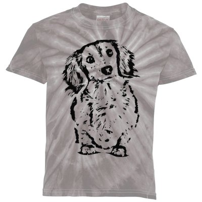 Long Hair Dachshund Lover Doxie Mom Dad Cute Wiener Dog Kids Tie-Dye T-Shirt