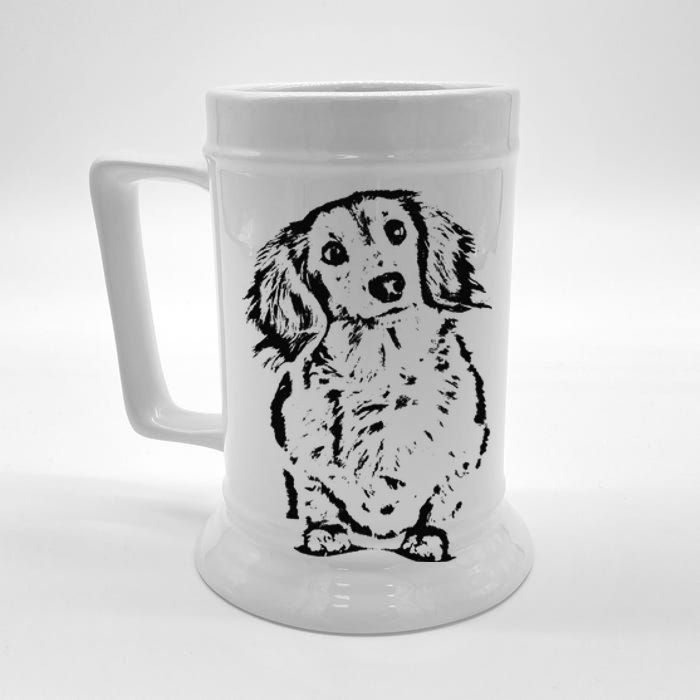 Long Hair Dachshund Lover Doxie Mom Dad Cute Wiener Dog Beer Stein