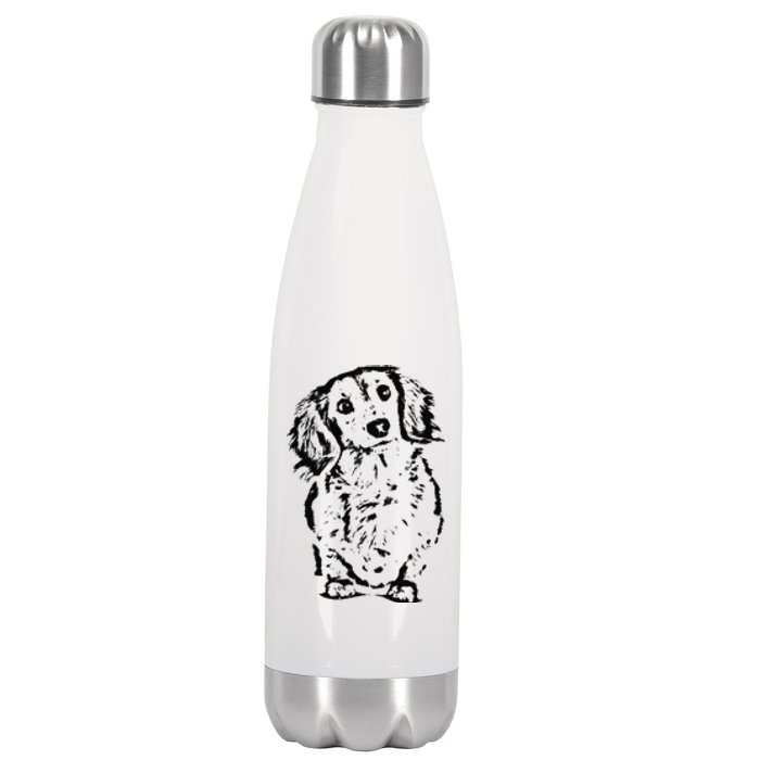 Long Hair Dachshund Lover Doxie Mom Dad Cute Wiener Dog Stainless Steel Insulated Water Bottle