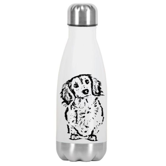 Long Hair Dachshund Lover Doxie Mom Dad Cute Wiener Dog Stainless Steel Insulated Water Bottle