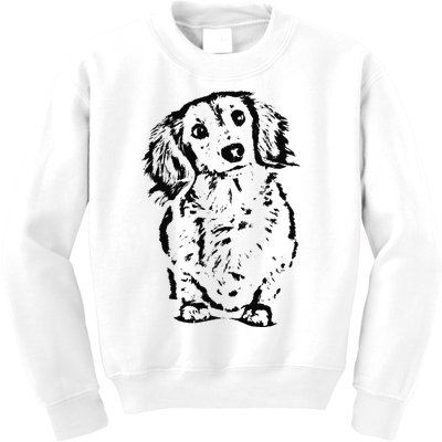 Long Hair Dachshund Lover Doxie Mom Dad Cute Wiener Dog Kids Sweatshirt