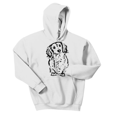 Long Hair Dachshund Lover Doxie Mom Dad Cute Wiener Dog Kids Hoodie