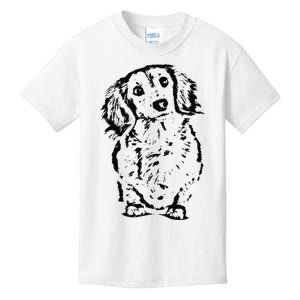 Long Hair Dachshund Lover Doxie Mom Dad Cute Wiener Dog Kids T-Shirt