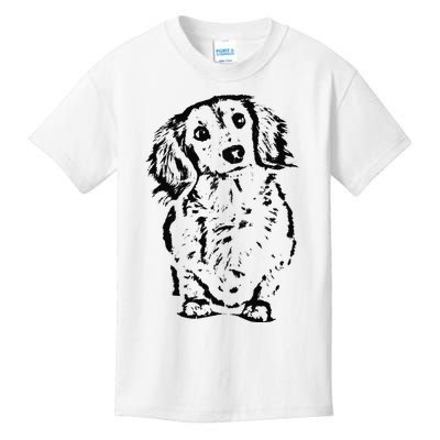 Long Hair Dachshund Lover Doxie Mom Dad Cute Wiener Dog Kids T-Shirt