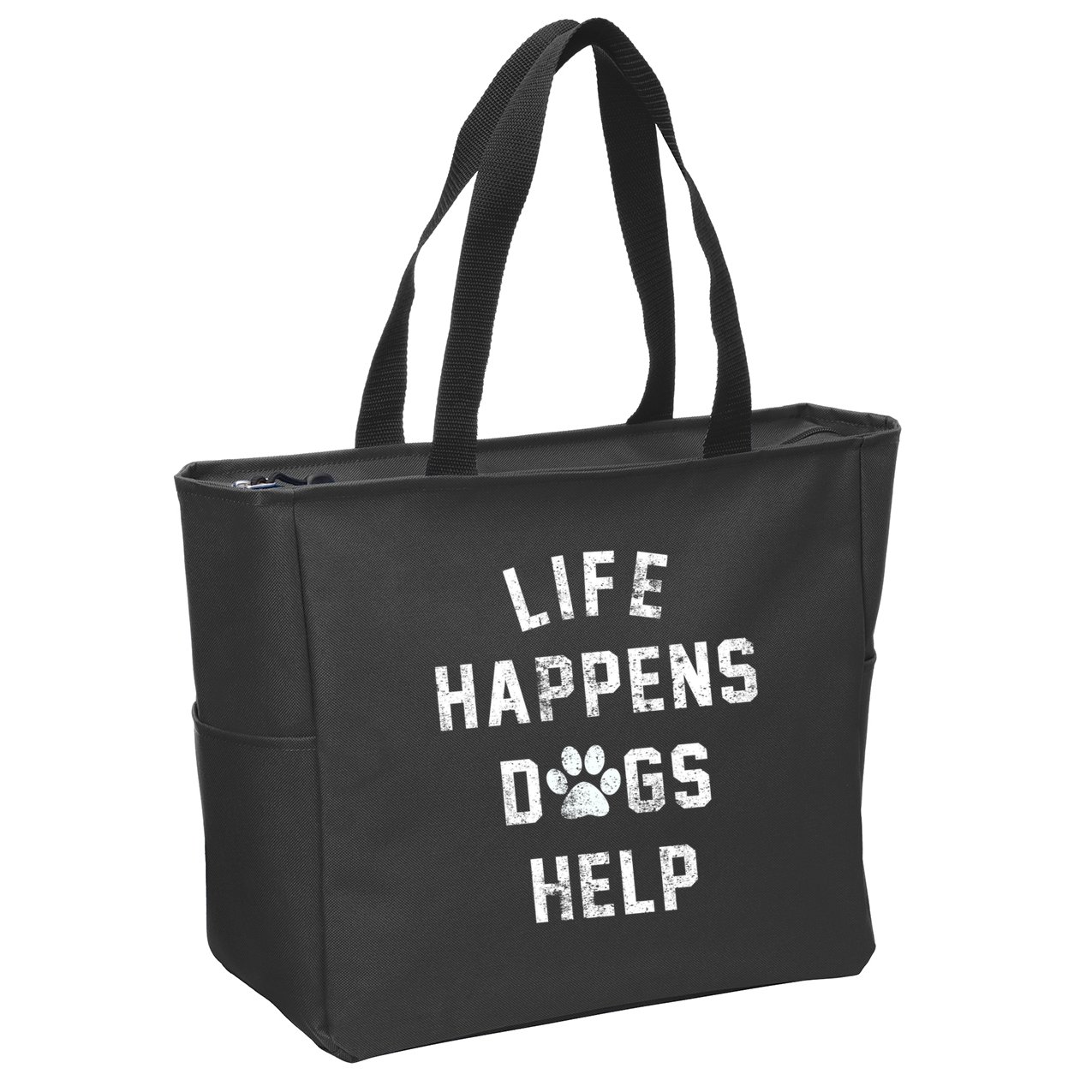 Life Happens Dogs Help Zip Tote Bag
